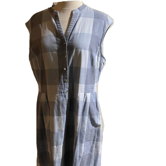 PENDLETON Women Size 14 Plaid Cotton Fit Flare 1/3 Button Dress Sleeveless - Picture 3 of 13